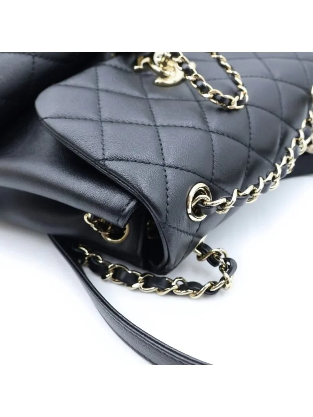 Chanel Quilted Backpack Black Lambskin Gold